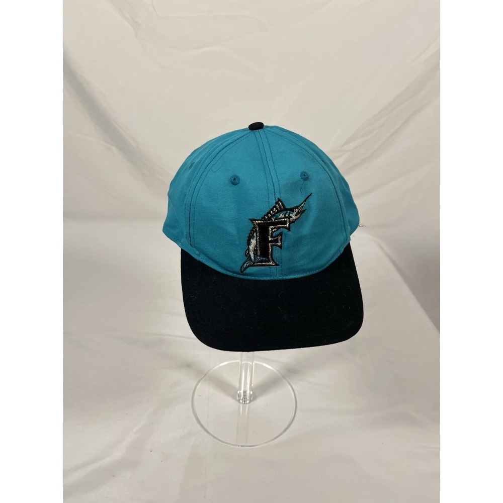 Vintage Florida Marlins Hat Teal Black Logo Athletic Cap MLB One Size
